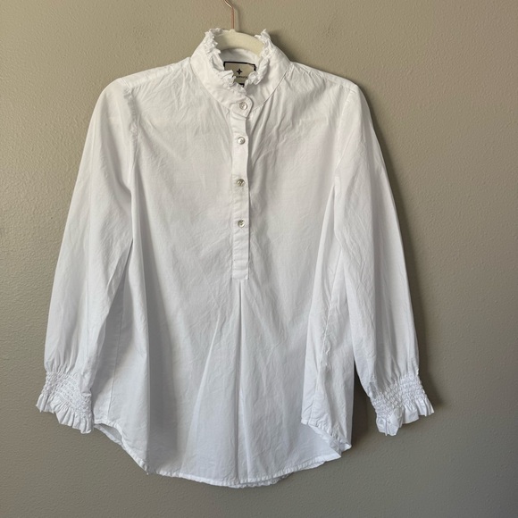 Tuckernuck White Poplin Teagan Popover Top - Picture 1 of 9